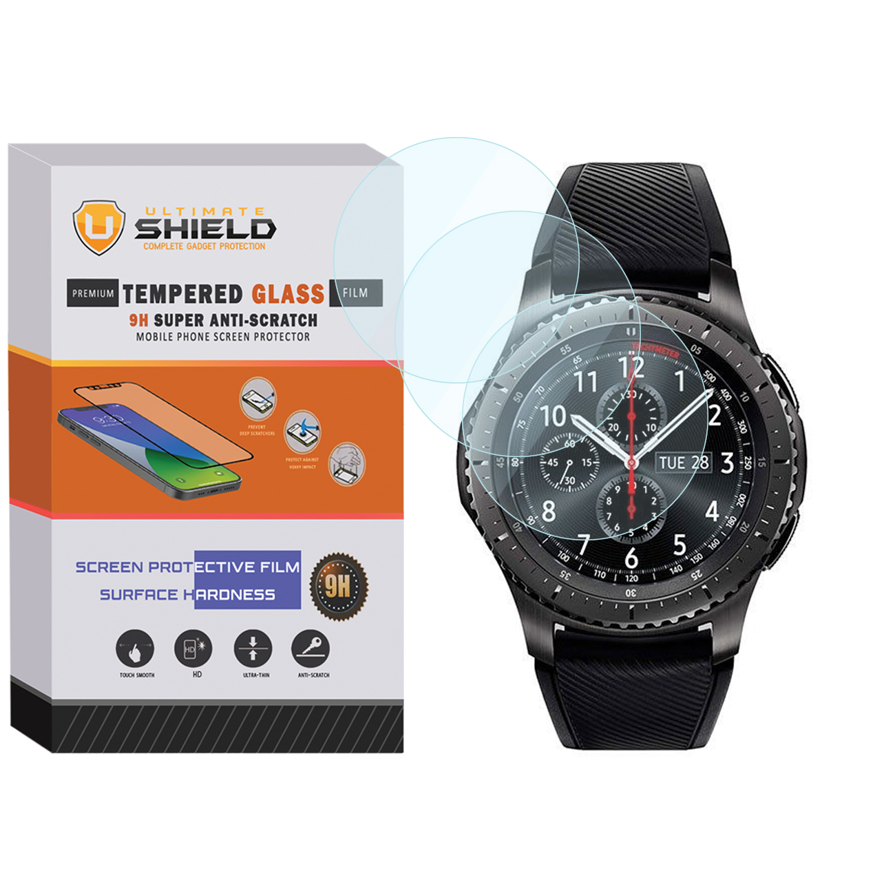 محافظ صفحه نمایش شیشه ای آلتیمیت شیلد مدل SH-UL مناسب برای ساعت هوشمند سامسونگ Galaxy Gear S3 بسته سه عددی