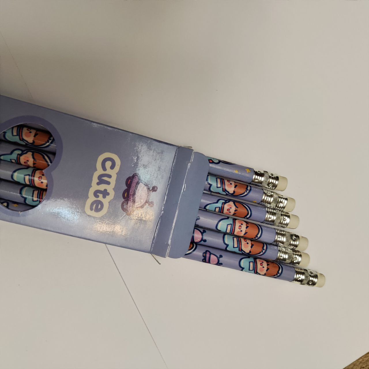 مداد مشکی مدل پاک کن دار طرح فضانورد بسته 6 عددی