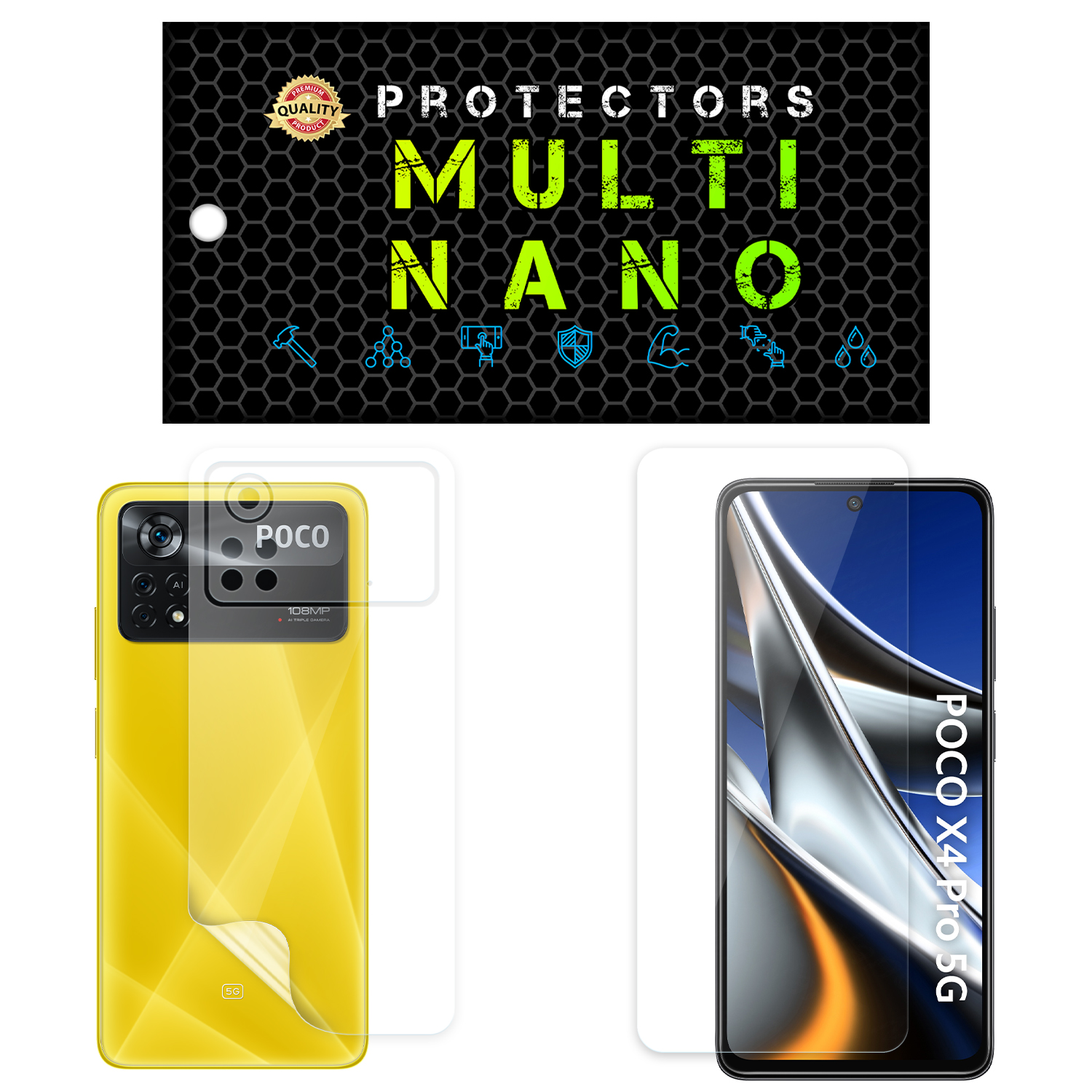 محافظ صفحه نمایش مولتی نانو مدل X-SFT مناسب برای گوشی موبایل شیائومی Poco X4 Pro 5G به همراه محافظ پشت