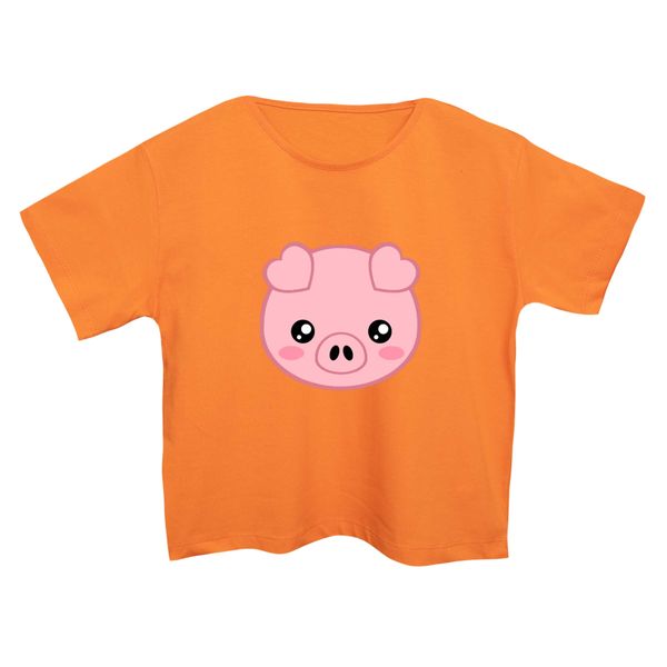 کراپ‌تی شرت آستین کوتاه زنانه مدل خوک بامزه