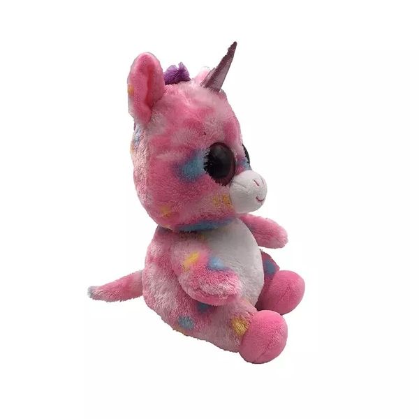 عروسک طرح اسب تک شاخ چشم تیله ای مدل Glitter Animals Unicorn ارتفاع 16 سانتی‌متر