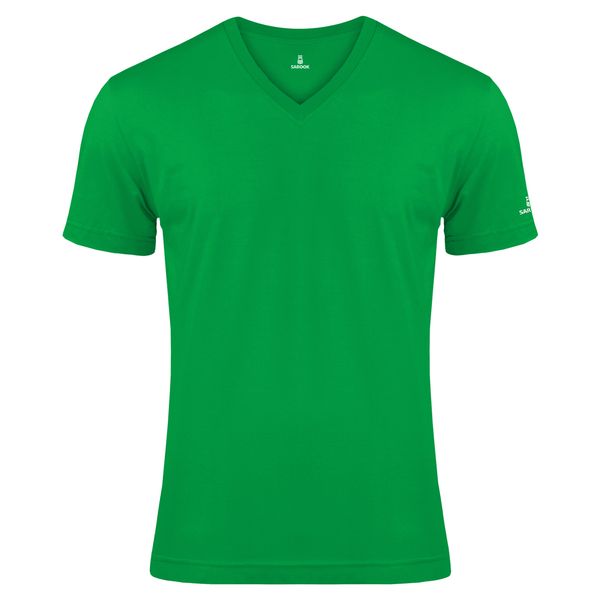 تی شرت آستین کوتاه مردانه ساروک مدل V رنگ سبز چمنی
