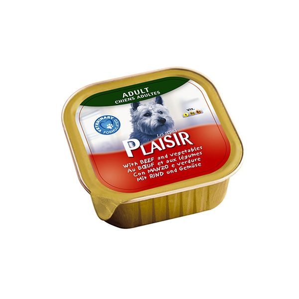کنسرو غذای سگ پلازیر مدل گوشت و دل و سبزیجات وزن 150 گرم
