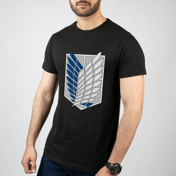 تی شرت آستین کوتاه مردانه مدل انیمه اتک آن تایتان طرح Wings of Freedom کد A013