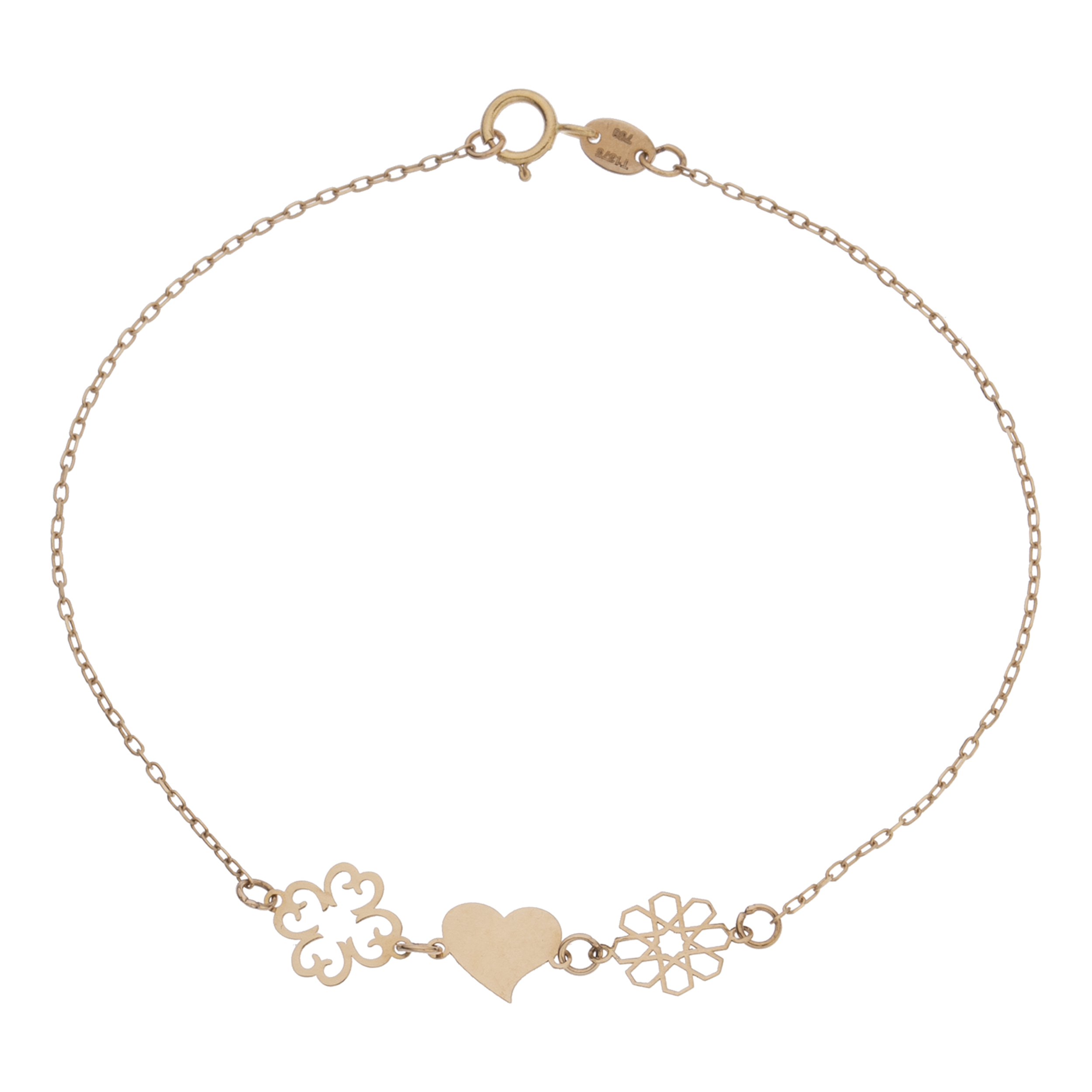 دستبند طلا 18 عیار زنانه مایا ماهک مدل MB1602 طرح قلب و گل