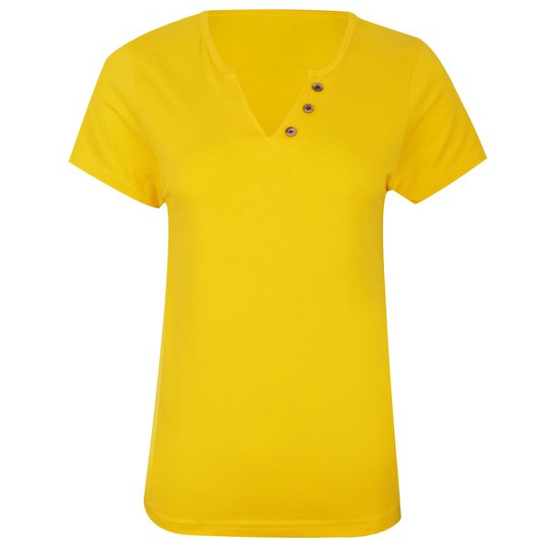 تی شرت آستین کوتاه زنانه کانتکس مدل 249009910 نخ پنبه رنگ زرد