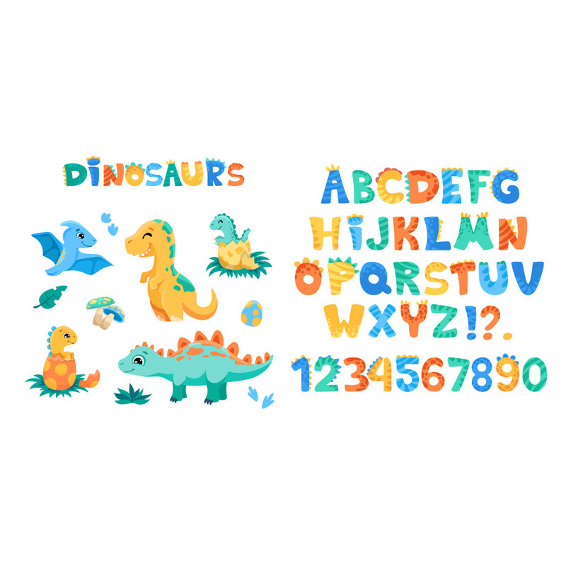 استیکر دیواری کودک گراسیپا مدل الفبای انگلیسی دایناسورها کد 122 مجموعه 60 عددی