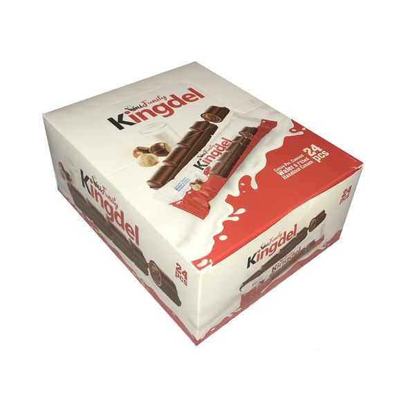 شکلات با مغز کرم فندوق و روکش کاکائو ویفردار کینگدل - 18 گرم بسته 24 عددی