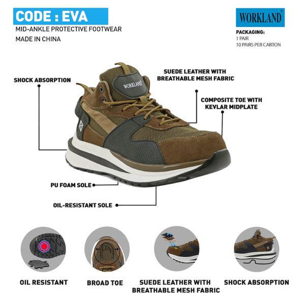 کفش ایمنی ورک لند مدل مهندسی اسپرت WORKLAND-EVA 
