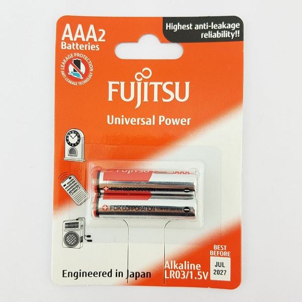 باتری نیم قلمی فوجیتسو مدل آلکالاین بسته دو عددی