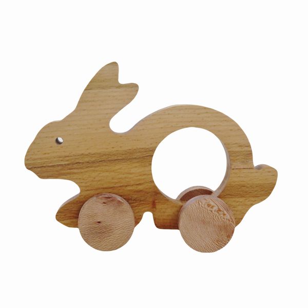 اسباب بازی چوبی مدل خرگوش چرخدار
