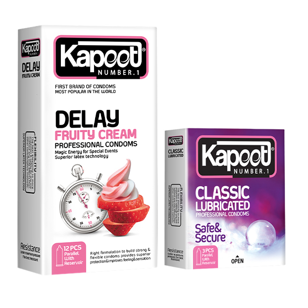 کاندوم کاپوت مدل Delay Fruity Cream بسته 12 عددی به همراه کاندوم کاپوت مدل Classic Lubricated بسته 3 عددی