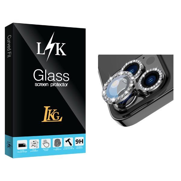 محافظ لنز دوربین ال کا جی مدل LKK رینگی نگین دار مناسب برای گوشی موبایل اپل iPhone 14 Pro