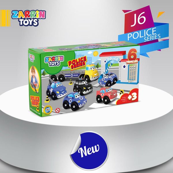 ماشین بازی زرین تویز مدل پلیس کد J6 مجموعه 9 عددی