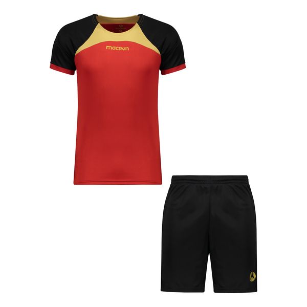 ست تی شرت و شلوارک ورزشی مردانه مکرون مدل ریو رنگ قرمز
