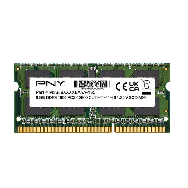 رم لپ تاپ DDR3L دو کاناله 1600 مگاهرتز CL11 پی ان وای مدل 12800 ظرفیت 8 گیگابایت