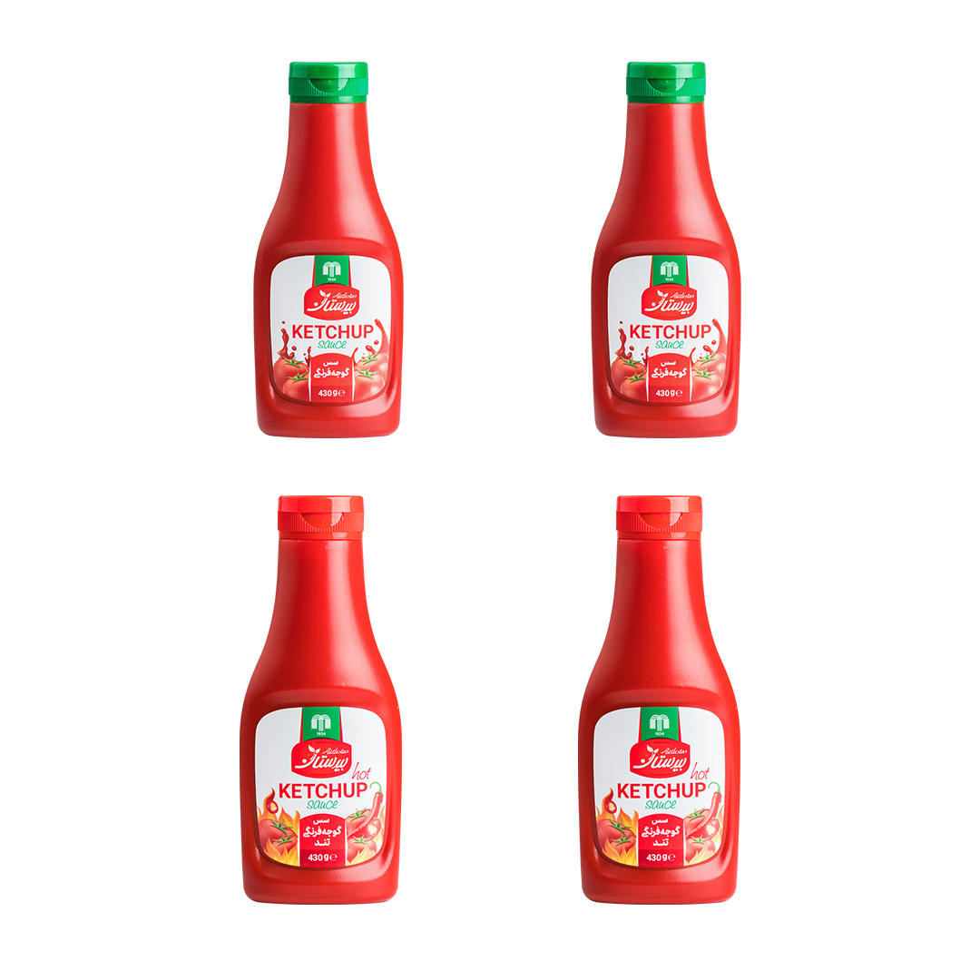سس گوجه فرنگی معمولی و تند بیدستان - 430 گرم مجموعه 4 عددی