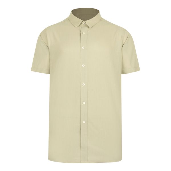 پیراهن آستین کوتاه مردانه باینت مدل 779-2 لینن رنگ کرم