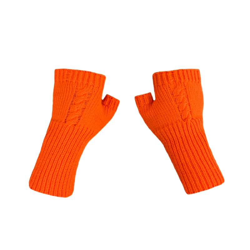 دستکش بافتنی مدل بندانگشتی رنگ نارنجی