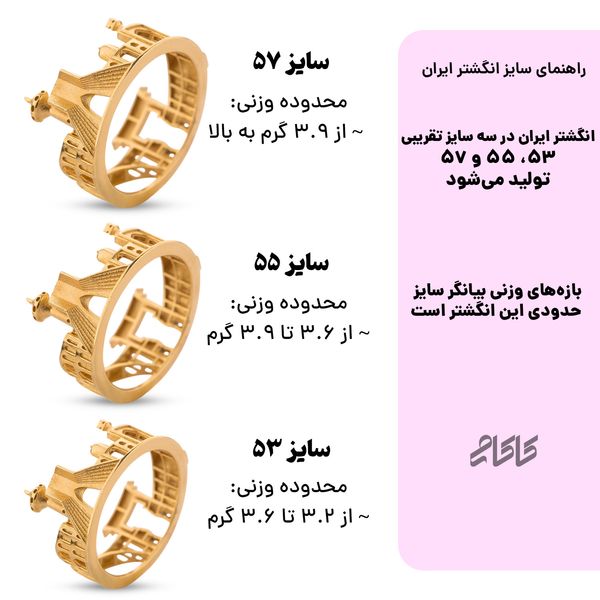 انگشتر طلا 18 عیار زنانه کاکامی مدل ایران کد 153