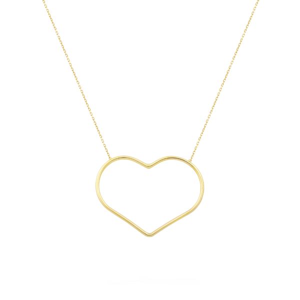 گردنبند طلا 18 عیار زنانه طلا و جواهر درریس مدل  قلب تو خالی منحنی