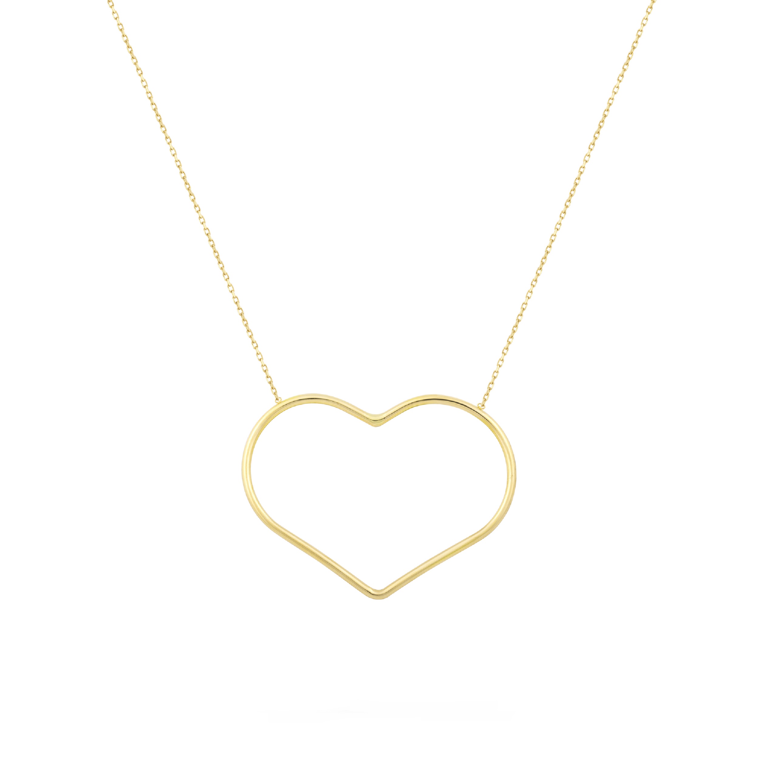 گردنبند طلا 18 عیار زنانه طلا و جواهر درریس مدل  قلب تو خالی منحنی
