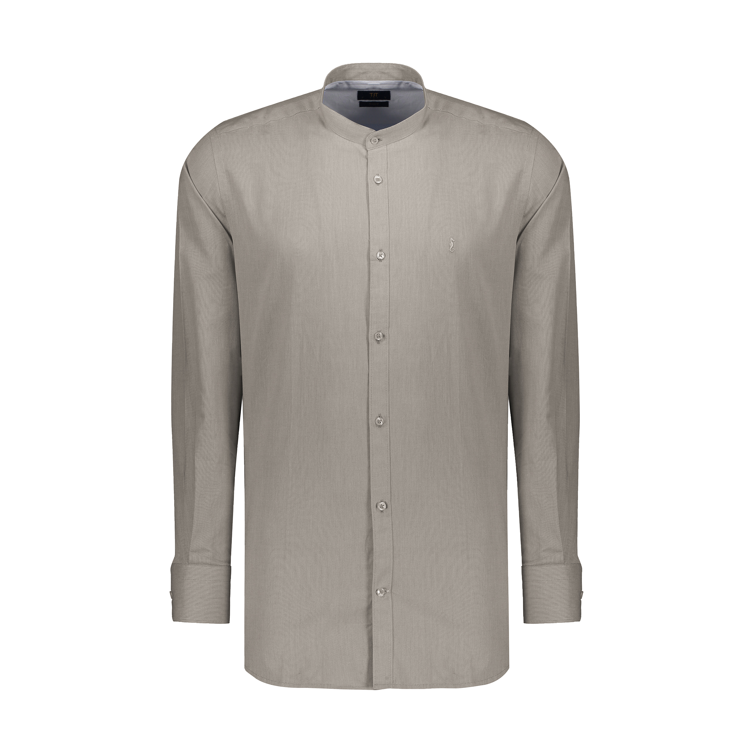 پیراهن آستین بلند مردانه ایکات مدل PST1151779 رنگ خاکی