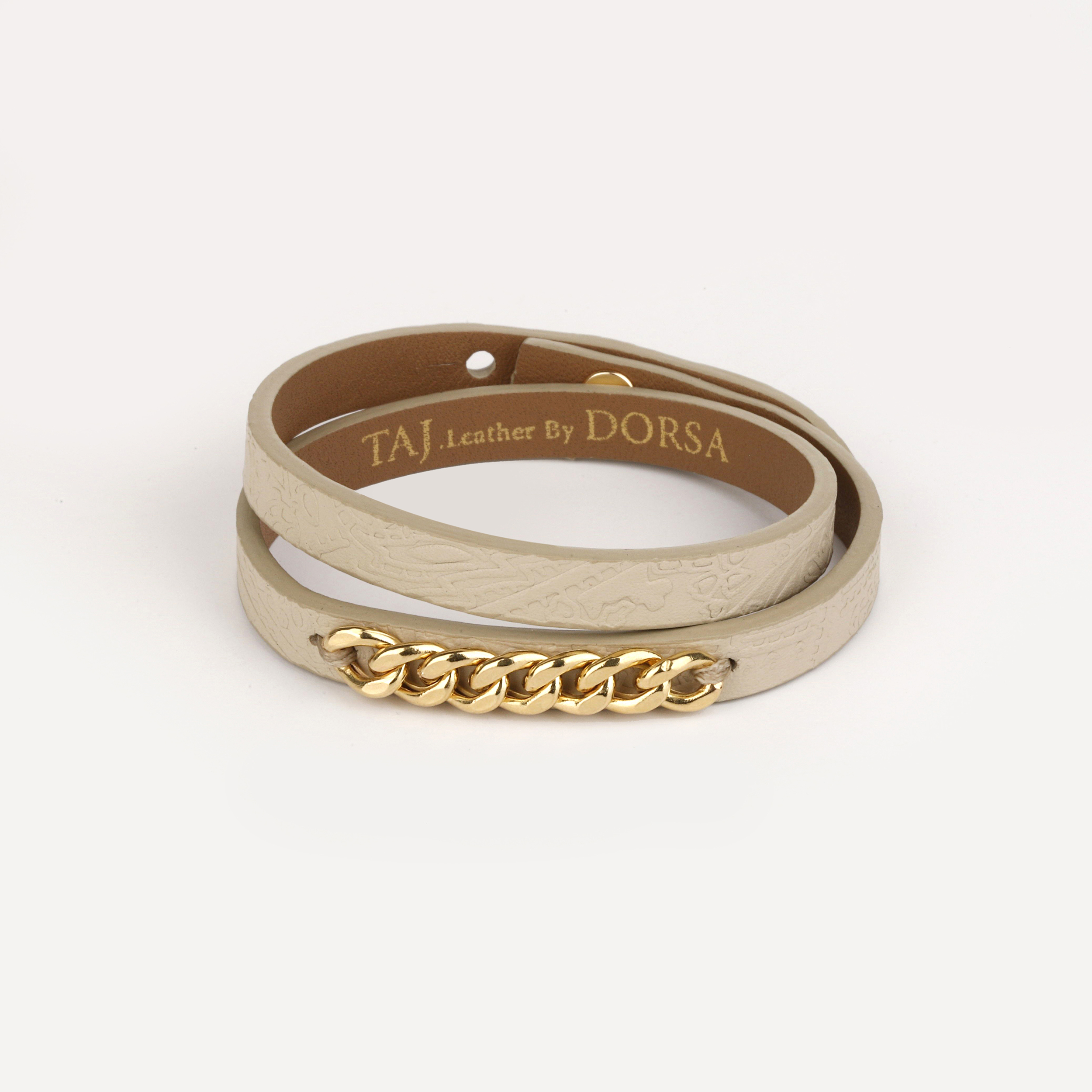 دستبند طلا 18 عیار زنانه تاج مدل G402 رنگ کرم