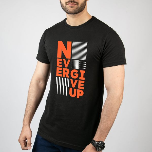 تی شرت آستین کوتاه مردانه مدل نوشته Never Give Up کد T015