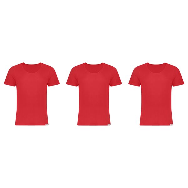 زیرپوش آستین دار پسرانه برهان تن پوش مدل 2-02 بسته 3 عددی رنگ قرمز