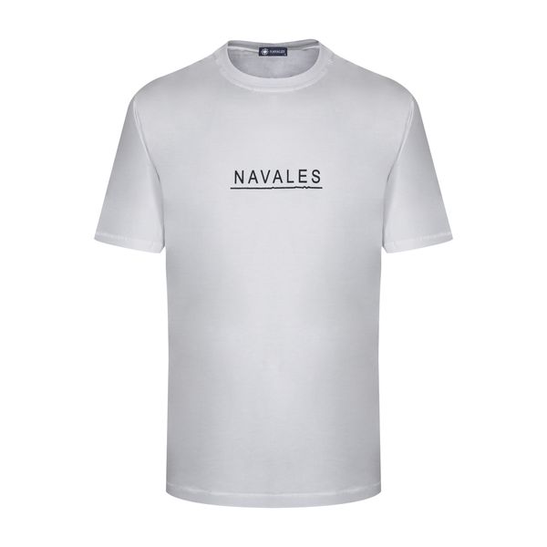 تی شرت آستین کوتاه مردانه ناوالس مدل PALM رنگ سفید