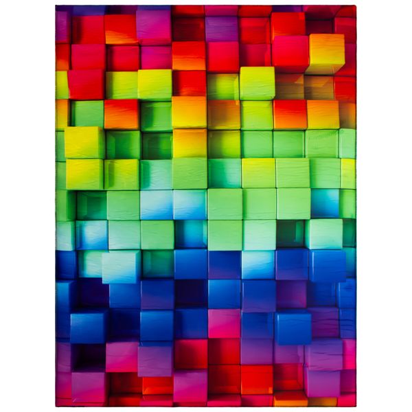 فرش ماشینی جانگل مدل Colorful Cube کد 3D-T3