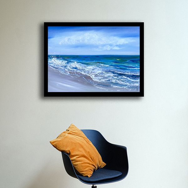 تابلو مدل نقاشی موج و ساحل