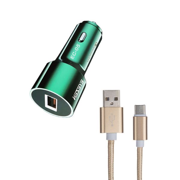شارژر فندکی 15 وات اِیزن  مدل EC-C5 به همراه کابل USB-C