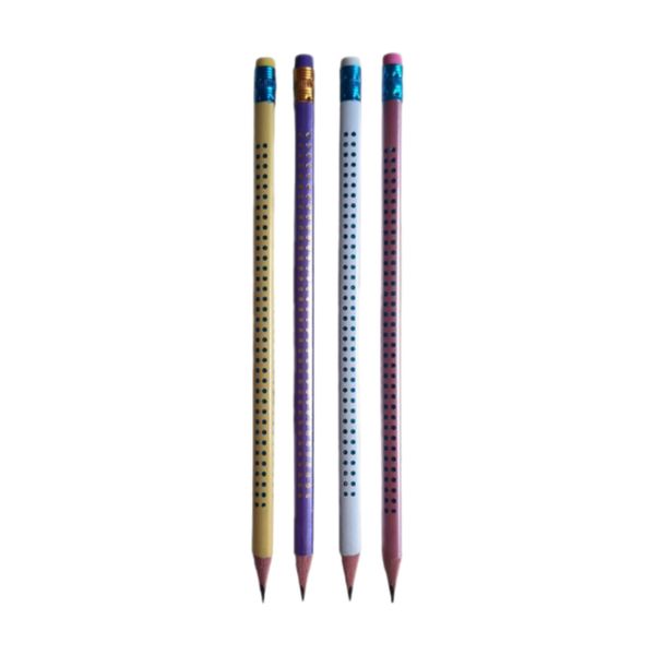 مداد مشکی مدل سه گوش پاک‌کن دار طرح خال خالی بسته 4 عددی