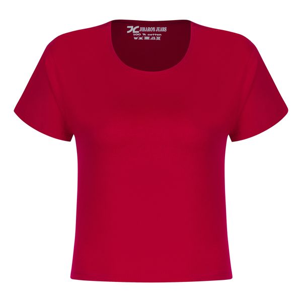 تی شرت زنانه جیبارون مدل تمام پنبه رنگ قرمز تیره