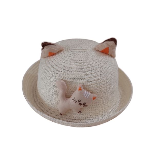 کلاه حصیری بچگانه مدل گربه