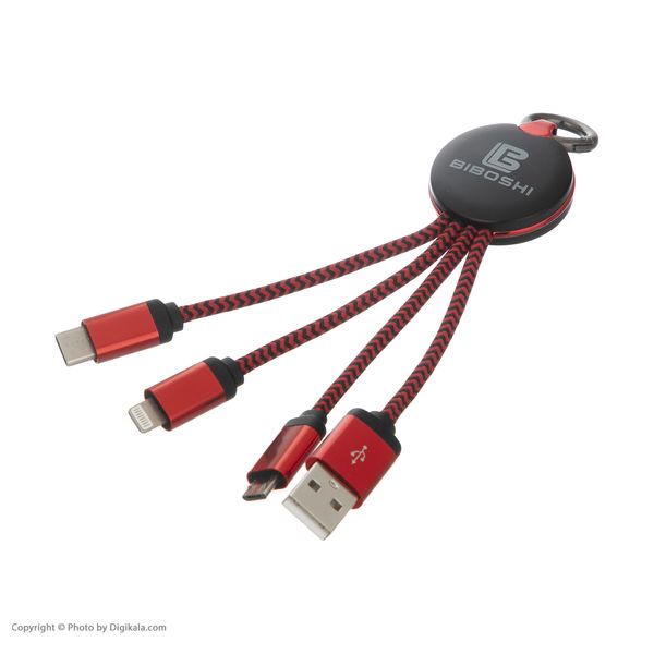 کابل تبدیل USB به لایتنینگ/USB-C/microUSB بیبوشی مدل K111 طول 0.1 متر