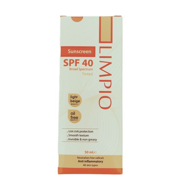 کرم ضد آفتاب رنگی لیمپیو SPF 40 مدل UVA UVB ‌مناسب انواع پوست ها حجم 50میلی‌لیتر