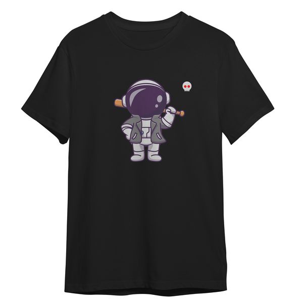 تی شرت آستین کوتاه پسرانه مدل فضانورد بیسبال کد 0772 رنگ مشکی
