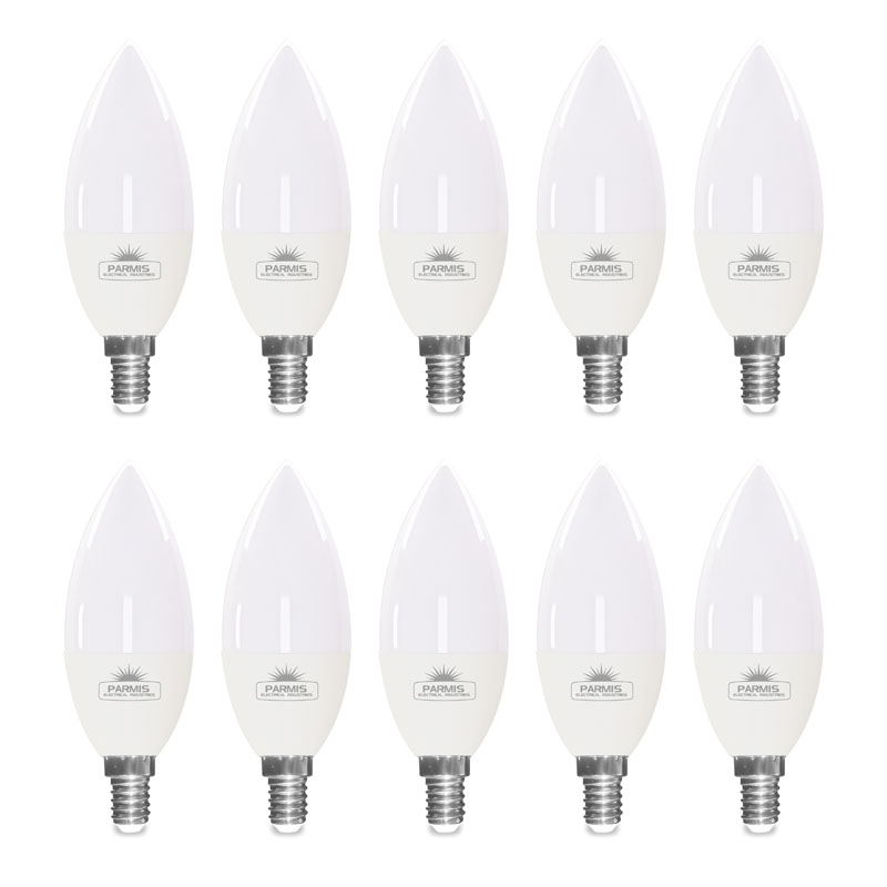  لامپ ال ای دی 8 وات صنایع الکتریکی پارمیس مدل شمعی پایه E14 بسته 10 عددی