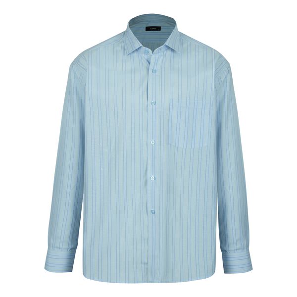 پیراهن آستین بلند مردانه مدل راه راه رنگ آبی روشن