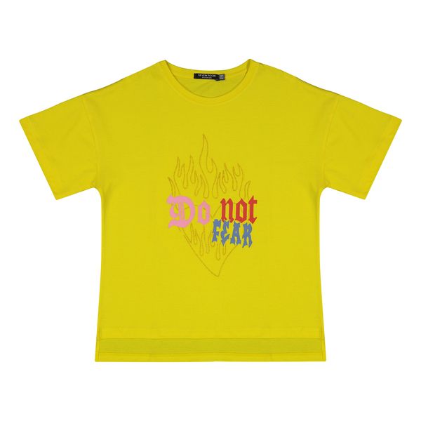 تی شرت آستین کوتاه دخترانه سون پون مدل G808 رنگ زرد