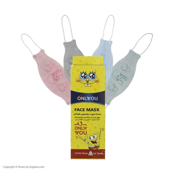 ماسک تنفسی کودک اونلی یو مدل سه بعدی Kitty 572 بسته 20 عددی