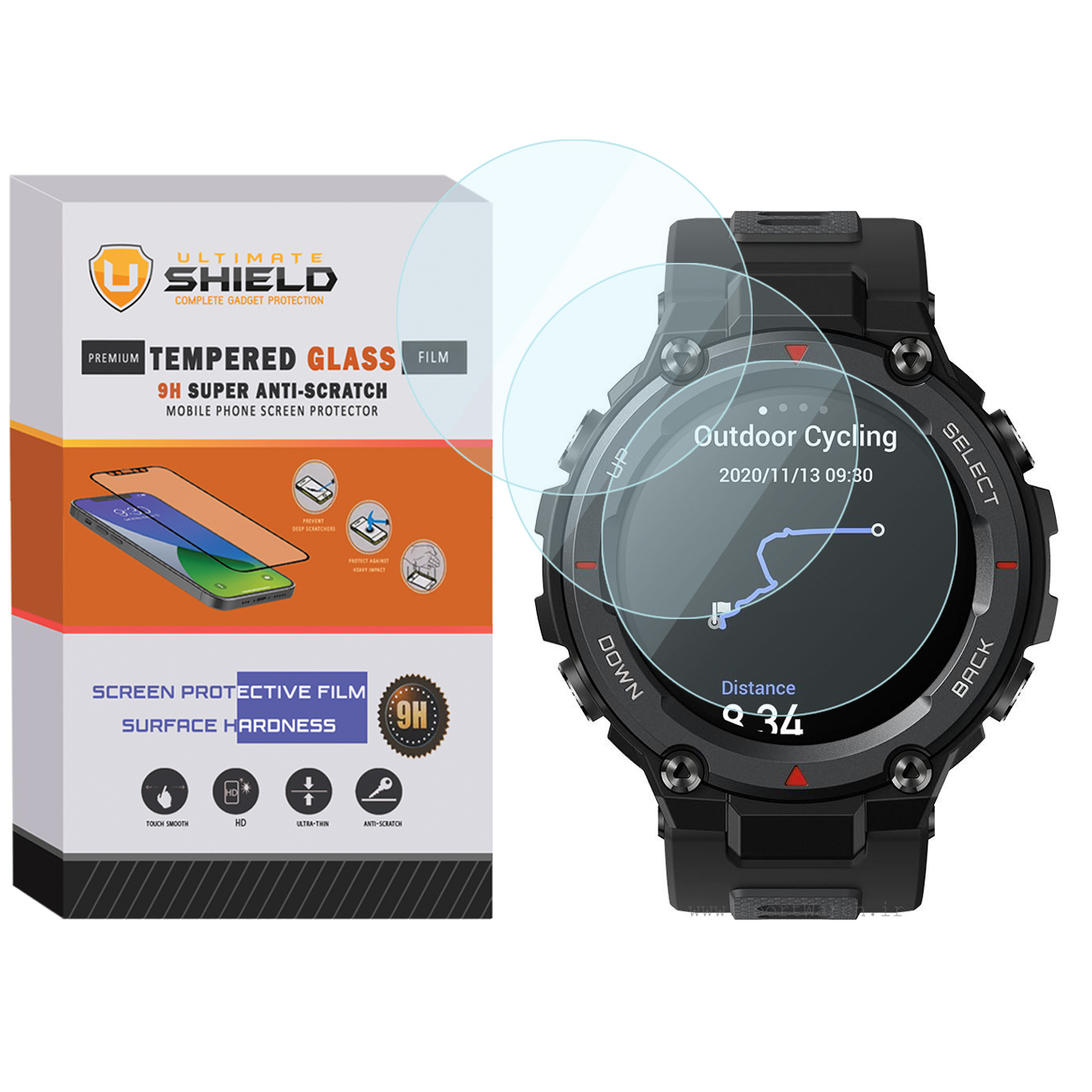 محافظ صفحه نمایش آلتیمیت شیلد مدل SH-UL مناسب برای ساعت هوشمند آمازفیت T-Rex Pro بسته سه عددی