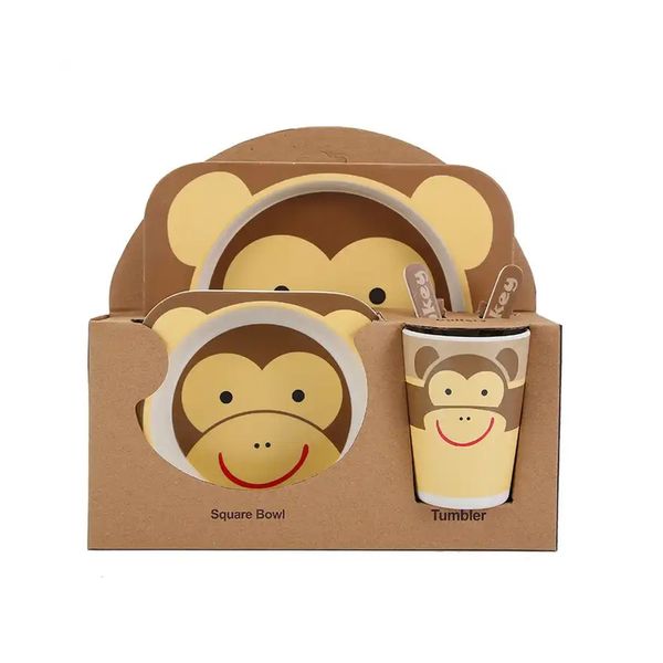 سرویس غذاخوری کودک طرح میمون مدل 207 مجموعه 5 عددی