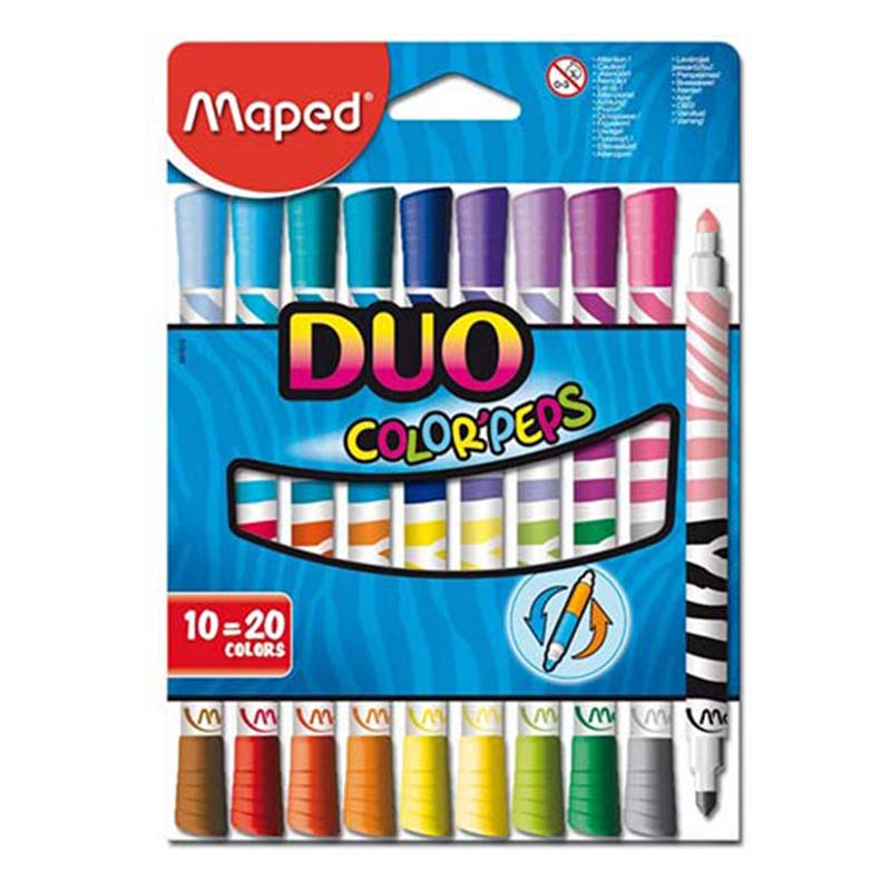 ماژیک رنگ آمیزی 10 رنگ مپد مدل Duo