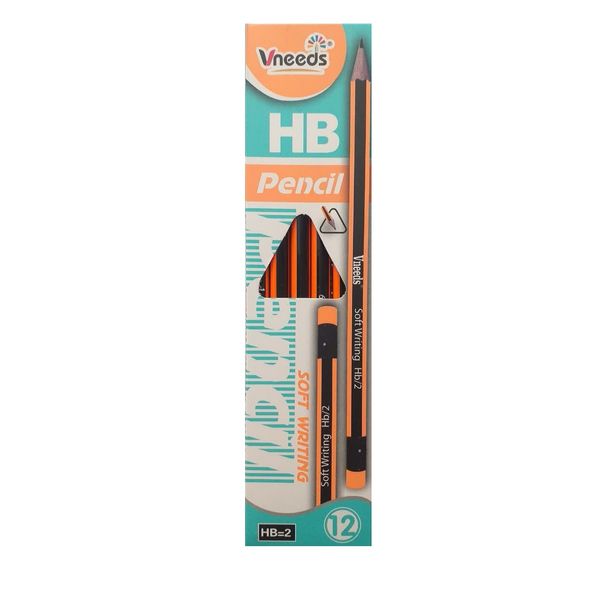 مداد مشکی ونیدز مدل سه گوش طرح پاک کن دار بسته 12 عددی