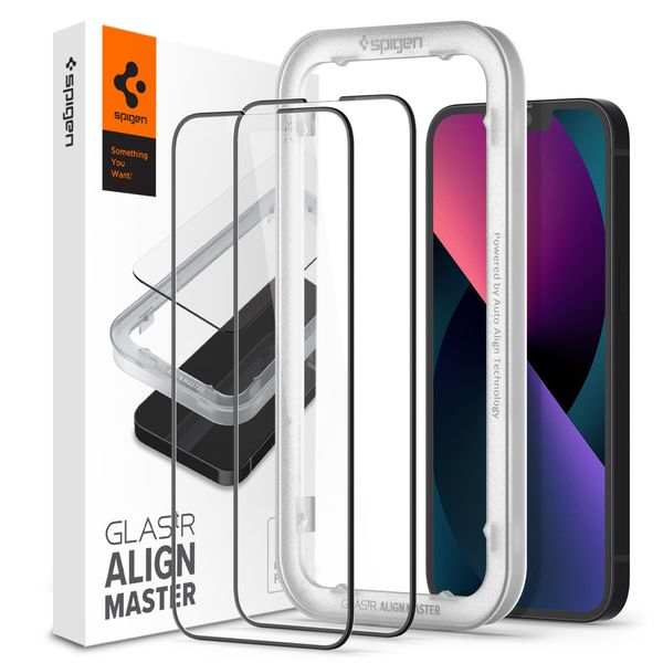 محافظ صفحه نمایش اسپیگن مدل tR Align Master مناسب برای گوشی موبایل اپل iphone 13 pro max بسته 2 عددی