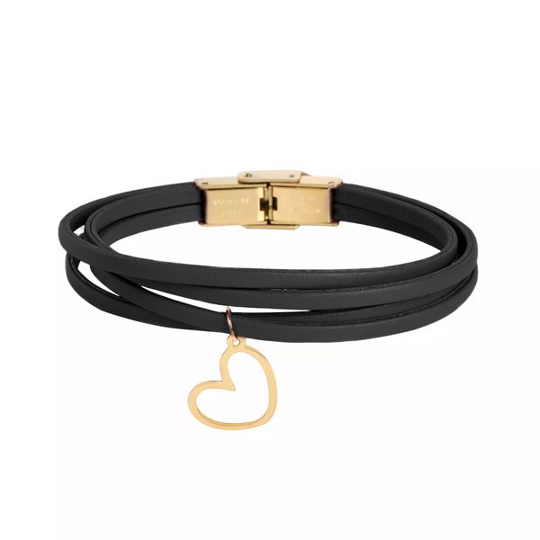 دستبند طلا 18 عیار زنانه گالری روبی مدل آویز قلب توخالی